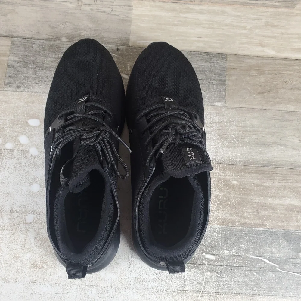 Kuru Atom Mens Shoes‎ Sz 9.5 Athletic Running Jet Black Mesh Lace Up Sneakers